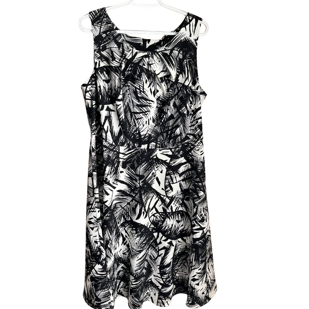 Alex New with Tag Dress 16W Sleeveless Black White Print